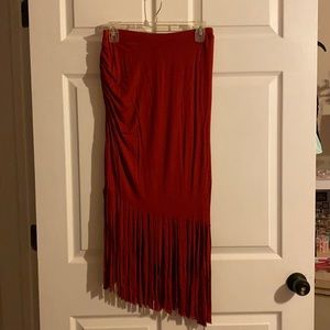 INC red fringe skirt